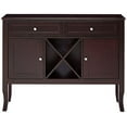 thumbnail image 6 of Kings Brand Furniture - Morovis Wine Cabinet Breakfront Buffet Storage Console Table, Dark Cherry, 6 of 6
