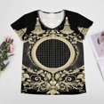 thumbnail image 4 of Ornate Frame Elegant Design Black Women's Blouse Short Sleeve Women's Top T-Shirt Spring Summer Clothes, 4 of 7