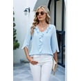 thumbnail image 5 of Womens Dressy Casual Blouses 3/4 Sleeve V Neck Ruffle Tops Business Ladies Summer 2025 Work Shirt M, 5 of 9