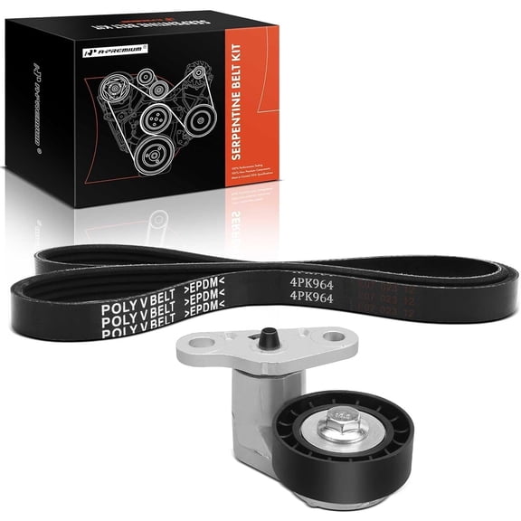 A-Premium Engine Serpentine Drive Belt Kit W/Tensioner Compatible with 99-08 Chevy GMC Cadillac Hummer Vehicles - Silverado Suburban Sierra Yukon XL 1500 2500 Tahoe Escalade EXT Avalanche & More