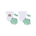 thumbnail image 3 of Aojekbee Baby Girls 3Pcs Summer Outfit Short Sleeve Chicken Print Romper + Shorts + Headband Set Farm Clothes, 3 of 10