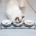 thumbnail image 2 of Navaris Juego De Cuencos De Cerámica Para Mascotas – Cuenco De Comida Para Perros Pequeños, Cachorros Y Gatos Con Soporte De Metal Retro Antideslizante – Cuencos Para Perros O Gatos Para Perros Y Gato, 2 of 5