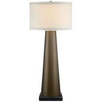 Possini Euro Design Modern Table Lamp with Black Marble Riser 36" Tall Dark Gold Glass Off-White Shade for Bedroom Living Room