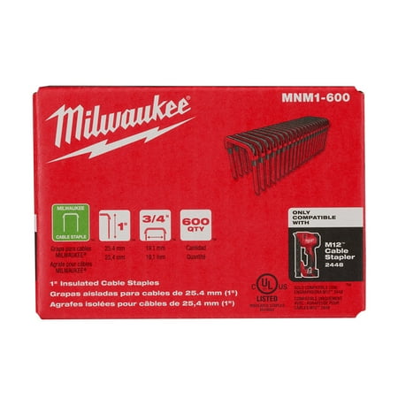 

Pack of 1 Milwaukee Mnm1-600 1 In. Insulated Cable Staples