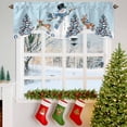 thumbnail image 3 of Christmas Snowman Tie Up Valances Curtain, Xmas Tree Deer Light Blue Winter Snow Scene Adjustable Rod Pocket Short Window Treatment Tie Up Curtains Valances for Kitchen Living Room Bathroom 42x18 In, 3 of 9