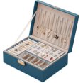 thumbnail image 1 of Joyero para mujer, joyero de cuero con cerradura de viaje, organizador de joyas de 2 capas, pequeño estuche de almacenamiento de joyas, organizador de joyas, 1 of 5