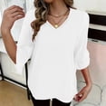 thumbnail image 6 of Cilsoka Ladies Tops and Blouses 3/4 Sleeve Summer Lightweight Tunic V-Neck Spring Work Shirts Dressy Office Business Casual Outfits, 6 of 7