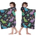 thumbnail image 4 of Space Dinosaur with Crown Pattern Hooded Bath Towel，50"x30" for Ages 3 To 12 Kids, Quick Dry Lightweight Soft Microfiber Hood Beach Towel Cover Up for Kids, 4 of 7