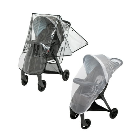 Nuby Eco Stroller Weather Shield & Bug Netting Set with Carrying Bag, Black