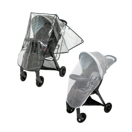 Nuby Eco Stroller Weather Shield & Bug Netting Set with Carrying Bag, Black