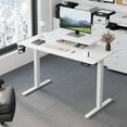 thumbnail image 3 of Homall 47" Wide Electric Standing Desk with Monitor Stand Lifting Range 28~46" Height Adjustable Stand Up Office Desk for Home Office, White, 3 of 8