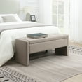 thumbnail image 2 of Linen Grey Brown Upholstered Storage Bed End Bench, Large Foot Rest Stool, Comfy Window Vanity Bench for Living Room, Bedroom, Dorm, 2 of 9