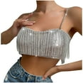 thumbnail image 2 of GaThRRgYP Women Sequin Tops Sleeveless,Fashion Women Round-Neck Camisoles Solid Top Silver L, 2 of 9