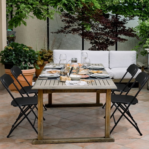 10-Pack Black Plastic Folding Chairs - Stackable, Commercial-Grade, Indoor/Outdoor Seating for Parties, Weddings & Events