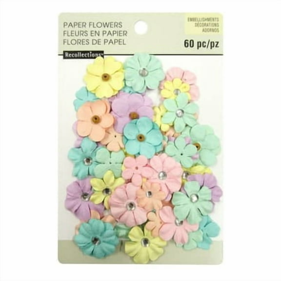 12 Packs: 60 ct. (720 total) Pastel Paper Flower Embellishments by Recollections
