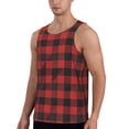 thumbnail image 2 of Easygdp Red Black Plaid Men's Tank Top, Sleeveless Muscle T Shirts, Breathable, Quick-Dry, Loose for Gym, Running, Fitness - Large, 2 of 9