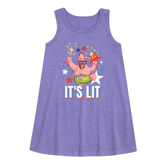 SpongeBob SquarePants - Lit Fireworks Patrick - Toddler & Youth Girls A-line Dress
