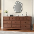 thumbnail image 3 of Winkalon Farmhouse 10 Drawer Dresser, 63" Long Dressers for Bedroom, Chest of Drawers Closet Organizers and Storage Clothes for Living Room, Hallway, Cherry, 3 of 9