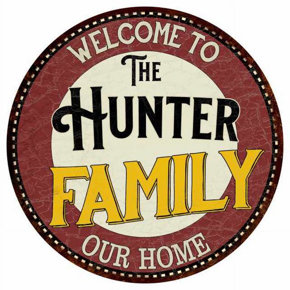 The Hunter Family 14" Round Metal Sign Kitchen Game Room Decor 100140038154
