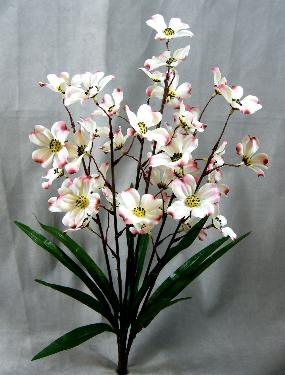 1 Pc, 22 Inch Artificial Dogwood Bush Cream With Pink