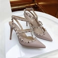thumbnail image 5 of Summer Luxury Women's Gladiator Pointed Sandals Leather Matte Roman Fashion Metal Rivet Pumps Party Versatile Women's High Heels, 5 of 5