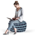 thumbnail image 2 of Navy Pouf Cover with Zipper, Diamond Shaped Blurry Ikat Pattern Chevron Effects Image, Soft Decorative Fabric Unstuffed Case, 30" W X 17.3" L, Eggplant Turquoise, by Ambesonne, 2 of 5