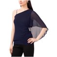 thumbnail image 1 of MSK Womens Side Drape Pullover Blouse, Blue, Large, 1 of 1