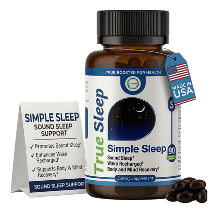 TrueMed Simple Sleep Gaba, Melatonin, Jujube Fruit Sleep Support Supplements 994mg 90 Capsules