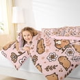 thumbnail image 3 of Manfei Pretty Monogram D Queen Comforter Set,Lovely Capybara Comforter Sets Queen,Pink,Pink Reversible,3-Piece,1 Comforter and 2 Pillowcases, 3 of 7