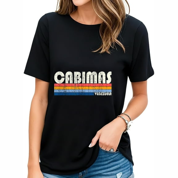 Retro Vintage 70S 80S Style Cabimas, Venezuela Ladies' Graphic T-Shirt with On-trend Print - Comfortable and Soft Fabric