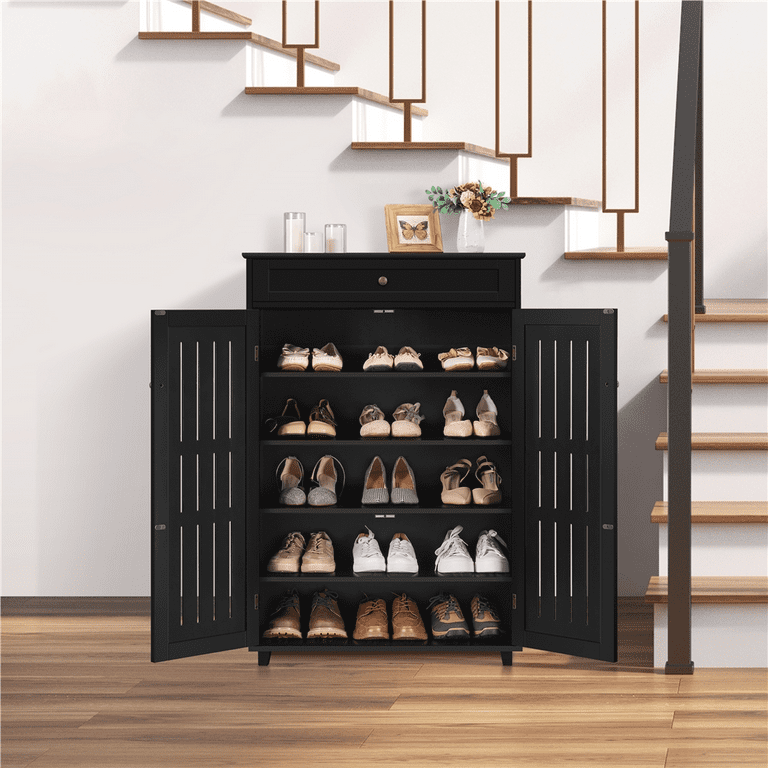 Choco closet◎　0527 Topeakmart 5-Tier & 1 Drawer Wooden Shoe Storage Cabinet
