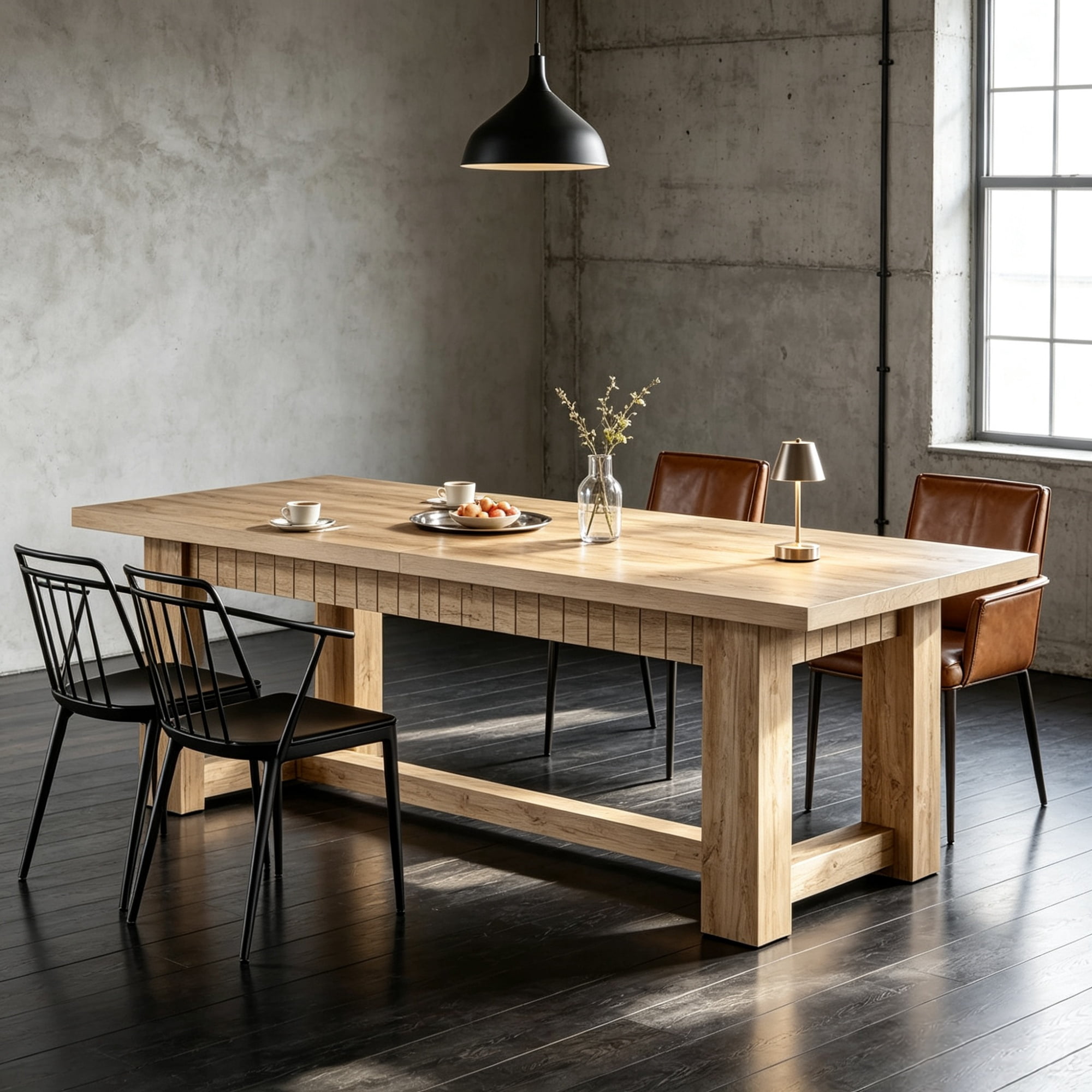 79 Inch Rectangular Dining Table for 6 to 8 People, MDF Kitchen Table