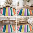 thumbnail image 4 of Round Rugs 4Ft, Colorful Striped Round Area Rug Washable Indoor Throw Carpet, Modern Farmhouse Stripes Abstract Art Soft Non Slip Circle Rug for Kitchen Nursery Room Home Decor Aesthetic, 4 of 8