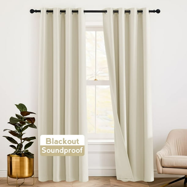 Cortina RYB HOME 3 en 1 insonorizada, opaca térmica, beige, 132 x 260 cm