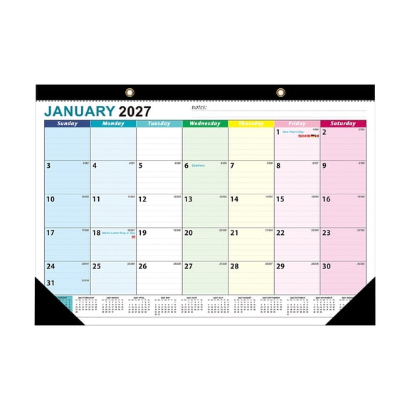 NovaStitch Calendar 2026-2027 18 Months Desk Calendar Clear Plastic Cover Wall Calendars With Hanging Hole And Corner Protector For Office School Home