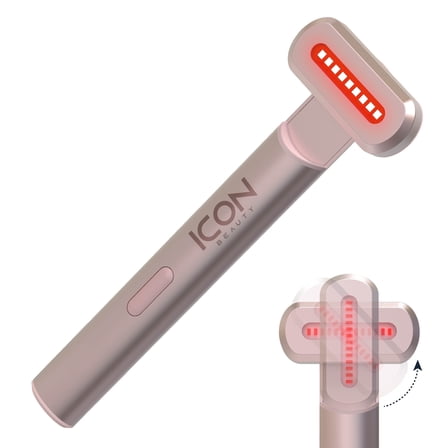 Icon by Tzumi 4-in-1 Light Therapy Wand, Blue and Red Light Therapy for Face and Neck, Rechargeable