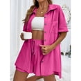 thumbnail image 5 of EASYBRA Women Pants Suit Solid Color Casual Summer Set Cardigan Shorts Outfit Polyester Fabric Sizes S-3XL, 5 of 5