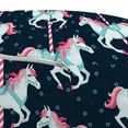 thumbnail image 3 of Cartoon Pouf Cover with Zipper, Carousel Horses Playthings Merry Go Round Joyful Circus Amusement Park, Soft Decorative Fabric Unstuffed Case, 30" W X 17.3" L, Pale Blue Indigo Pink, by Ambesonne, 3 of 5