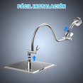 thumbnail image 4 of AguaLibre Regadera para Baño de 8 Pulgadas de Cuadrado con 30cm Brazo de Ducha Ajustable,Regadera Fijas de Ducha de Lluvia de Alta Presión Acero inoxidable 304 de Ducha de Lluvia Tubería de curvada, 4 of 6