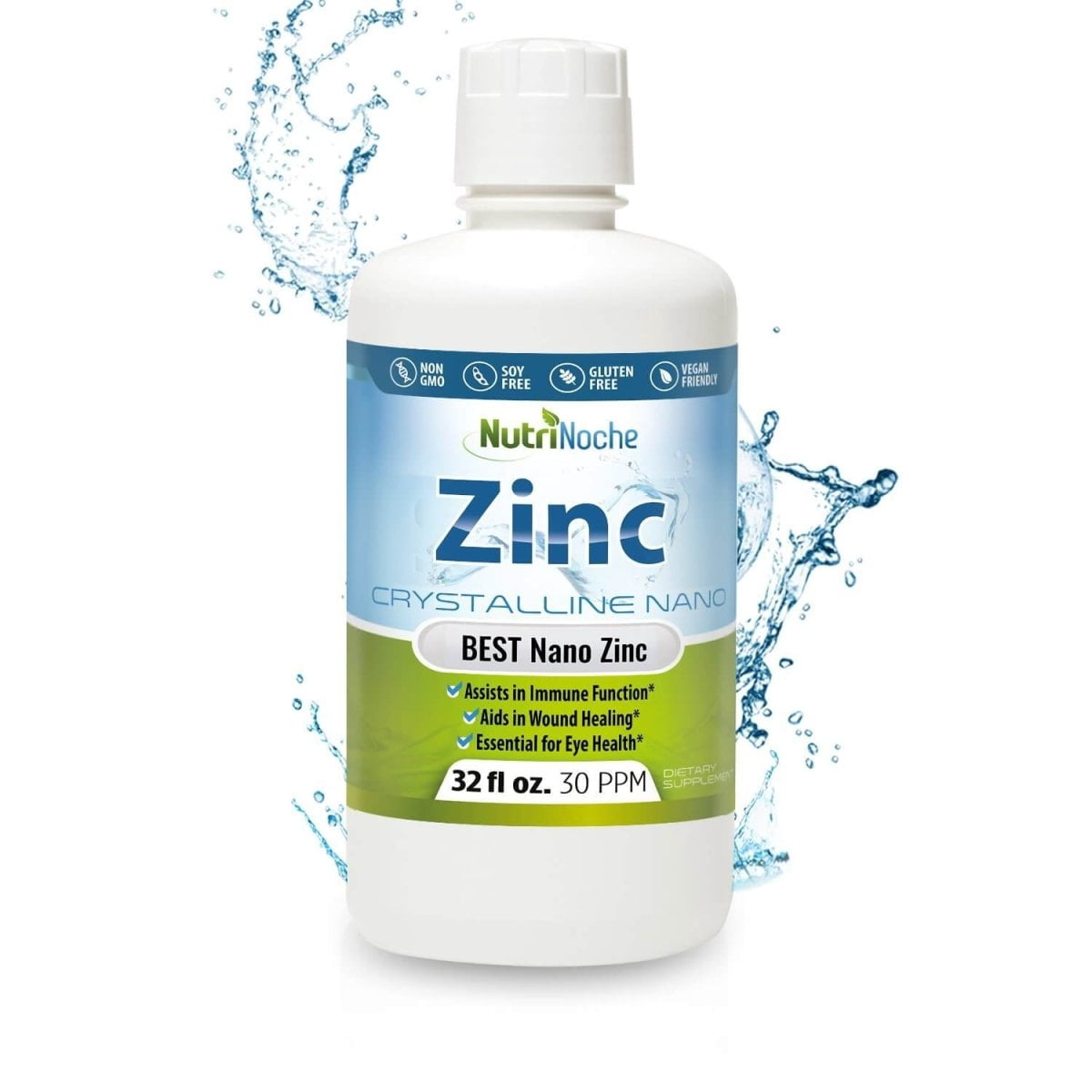 NutriNoche Liquid Zinc 99.99% Ultra Pure Crystalline Nano Zinc Particles 8 Ounce