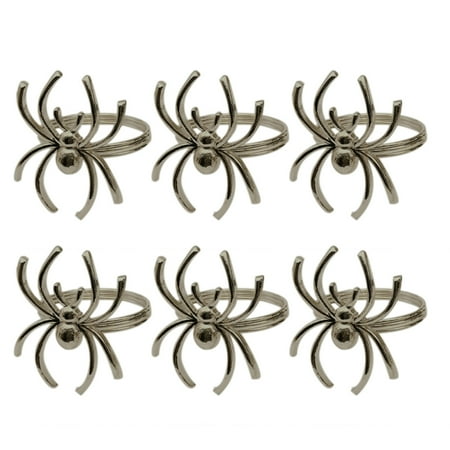 

Shulemin 6Pcs/Set Spider Shape Napkin Ring Exquisite Festive Touch Alloy Waterproof Napkin Ring for Halloween Slivery Black