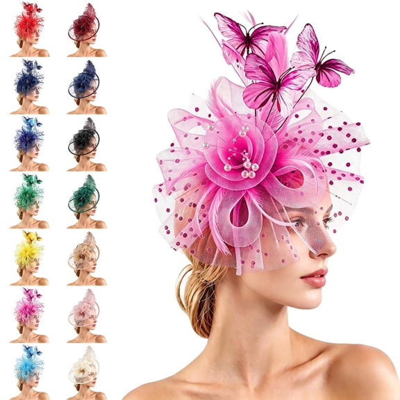Bmisegm Fascinator for Women Elegant Floral Mesh Hat Headpiece for Wedding Tea Party Fascinators Hats for Women Tea Party One Size