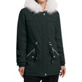 thumbnail image 3 of Winter Coats for Women Warm Fleece Long Back Jacket Thicken Parka with Hood Dark Green L, 3 of 7