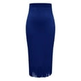 thumbnail image 3 of QHFBli Women's Fringe Trim Suede Skirt High Waisted Pencil Dressy Fall Winter Midi Long Skirt, 3 of 5
