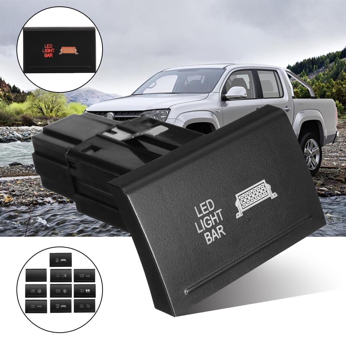 Color : Driving Light NO LOGO 12V 3A Plastic LED Push Switch Driving Light Bar On Off Rocker Toggle Switch For VW Amarok PSWA107R Fits Right Side Only 