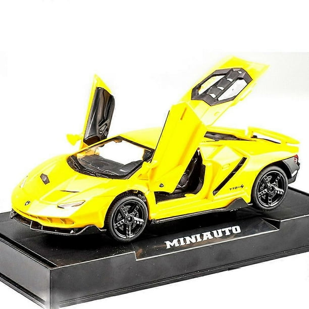 y8C 1:32 Scale Car Models for Kids Alloy Super Car Toy with Sound x3b Light, Open Doors - 770 Yellow