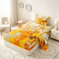 thumbnail image 2 of Manfei Abstract Geometric Block Twin Sheets, Abstract Artwork Bedding, Orange Yellow White, Reversible 3pcs1 Flat Sheet + 1 Fitted Sheet + 1 Pillowcase, 2 of 6