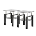 thumbnail image 4 of Holaki 2PCS Modern Tempered Glass Tea Table Coffee Table End Table, Square Table for Living Room, Black, 4 of 9