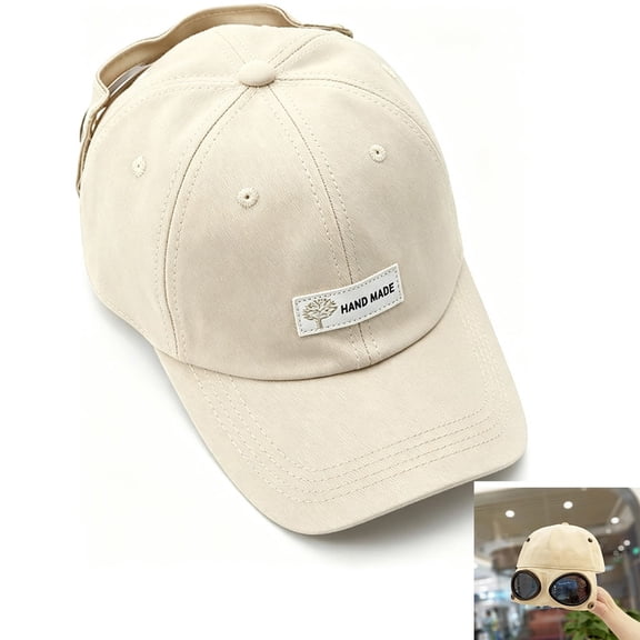 Aviator Style Baseball Cap, Integrated Goggles Cap, Unique 2-in-1 Design, For Men and Women