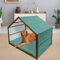 thumbnail image 2 of Ethnic Pet House, Colorful Abstract Petals Ornamented with Oriental Sketch Motifs Psychedelic Design, Outdoor & Indoor Portable Dog Kennel with Pillow and Cover, 5 Sizes, Multicolor, by Ambesonne, 2 of 4